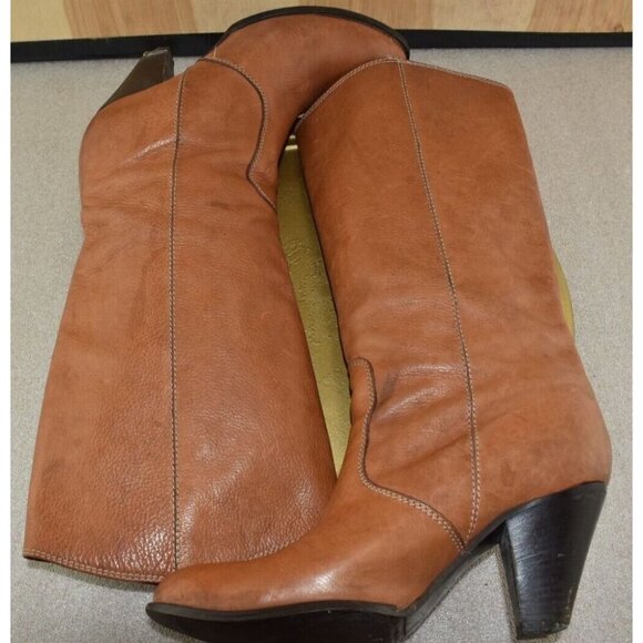 🌹Davos Gomma Womens Tall Riding  Brown Leather Made In Italy Boots Size 9 - Picture 7 of 12